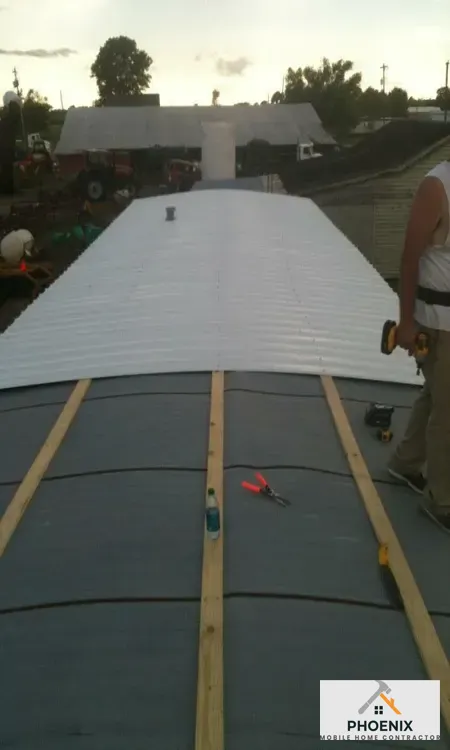Metal roofing installation on mobile home for improved durability and weather resistance