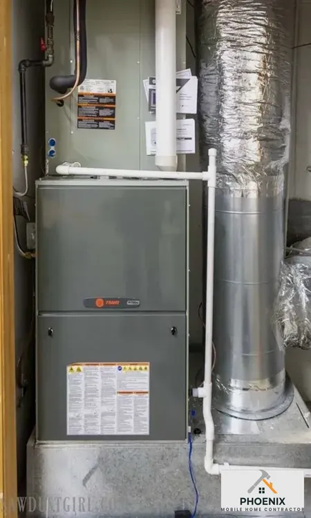 New mobile home furnace and ductwork installation for efficient heating and air distribution