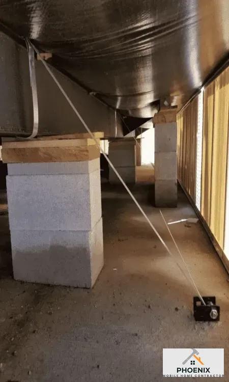 Permanent block foundation and tie-down system for double-wide manufactured home in Chandler, Arizona